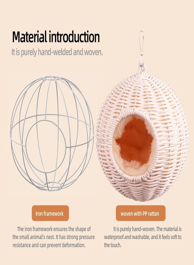 HardcorePet PP Rattan Rat Hammock with Removable Cotton nest, Suitable for Guinea Pigs, Sugar Gliders, Hamsters, Parrots in All Seasons (White) - Image 3